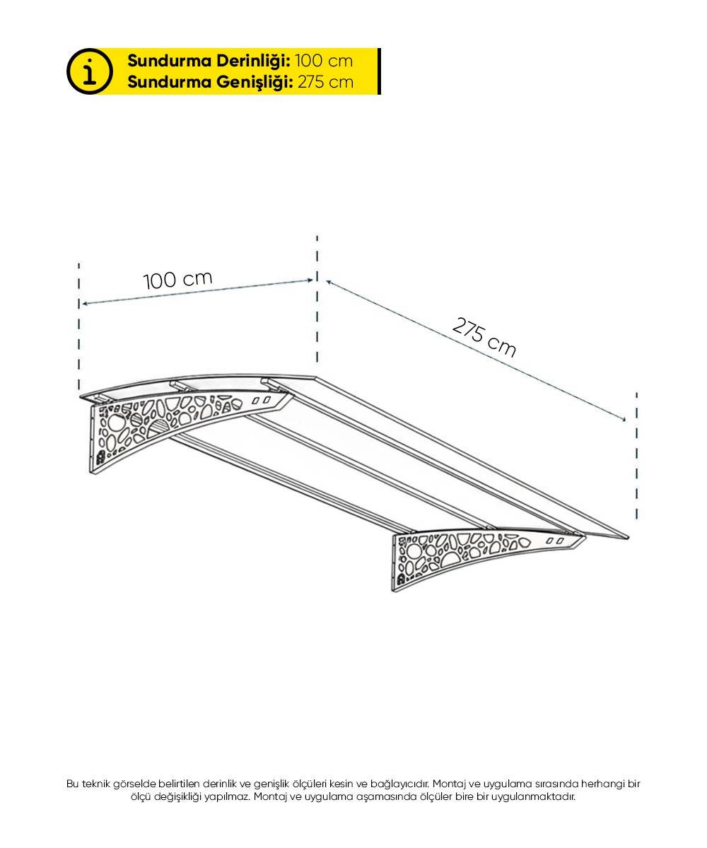 Kapı Üzeri Metal Ayak Sundurma – Çakıltaşı Serisi (275 cm x 100 cm)