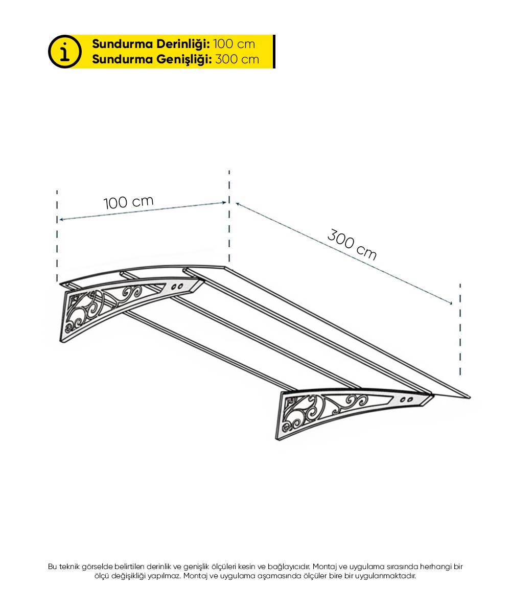 Kapı Önü Polikarbon Sundurma – Ferforje Serisi (300 cm x 100 cm)
